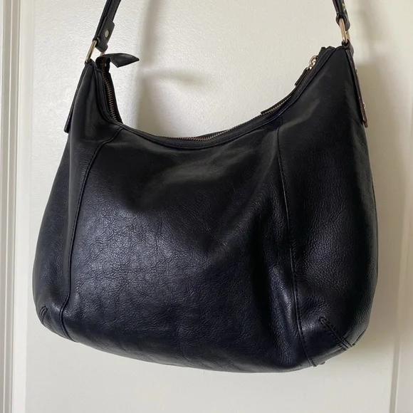 Kate Spade Womenʼs Black Boho Leather Handbag Shoulder Bag/Purse Polka Dot Lined - Picture 6 of 15